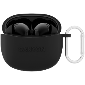 CANYON TWS-5, Bluetooth headset, with microphone, BT V5.3 JL 6983D4, Frequency Response:20Hz-20kHz, battery EarBud 40mAh*2+Charging Case 500mAh, type-C cable length 0.24m, size: 58.5*52.91*25.5 mm, 0.036kg, Black