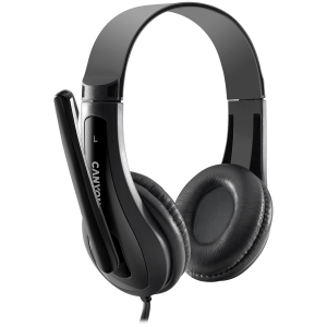 CANYON HSC-1, basic PC headset with microphone, combined 3.5mm plug, leather pads, Flat cable length 2.0m, 160*60*160mm, 0.13kg, Black