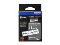 BROTHER TZES141 18mm BLACK ON CLEAR ADHESIVE TAPE