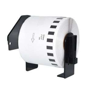 Makki Brother DK-22205 - Roll White Continuous Length Paper Tape 62mm x 30.48m, Black on White - MK-DK-22205