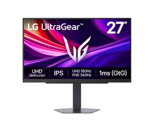 Монитор LG 27G810A-B, UltraGear 27" 4K IPS, 1ms (GtG), 1000:1, 400cd/m2, UHD 3840x2160, Dual-Mode (UHD 180Hz ? FHD 360Hz), HDR 10, DCI-P3 95.0%, AMD FreeSync, G-SYNC Compatible, HDMI, DisplayPort, USB, Headphone Out, Reader mode, Tilt, Height Adjustable, 
