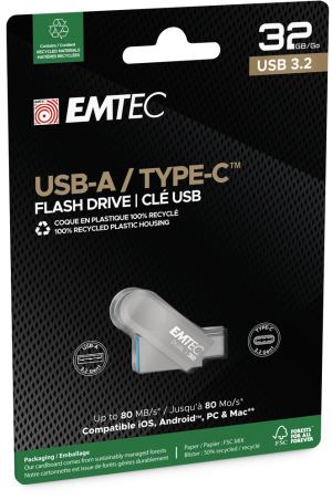 32G EMTEC D280 TYPE-C + TYPE-A