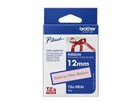 BROTHER TZe-RE34 textile tape gold/pink 12mm/4m