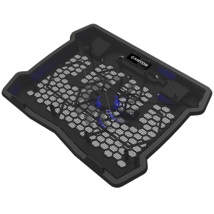 CANYON NS02, Cooling stand single fan with 2x2.0 USB hub, support up to 10”-15.6” laptop, ABS plastic and iron, Fans dimension:125*125*15mm(1pc), DC 5V, fan speed: 800-1000RPM , size: 340*265*30mm, 406g
