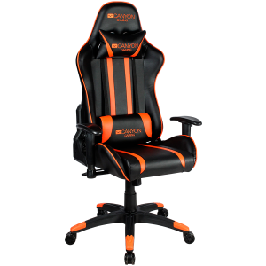CANYON Fobos GS-3, Gaming chair, PU leather, Cold molded foam, Metal Frame, Top gun mechanism, 90-165 degree, 2D armrest, Class 4 gas lift, Nylon 5 Stars Base, 60mm PU caster, black+Orange.