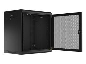 Комуникационен шкаф Lanberg rack cabinet 19" wall-mount 12U/600x450 with perforated door black (flat pack)