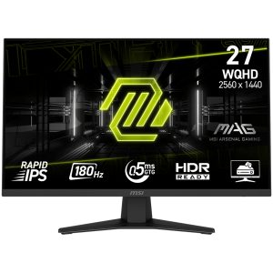 MSI MAG 274QF Gaming Monitor, 27" 180Hz, WQHD (2560x1440) 16:9, Rapid IPS Anti-glare, 0.5ms, 250nits, 1000:1, 178/178, AMD FreeSync, 1x DP, 2x HDMI, 1x Headphone out, 3Y Warranty