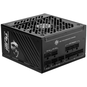 MSI MPG A1250GS PCIE5 Power Supply 1250W, 80 PLUS Gold, Dual PCIe 5.1 Cables, ATX 3.1, 135mm Fan, Fan Stop, OCP/OTP/OPP/SCP/OVP/UVP/SIP/NLO, Active PFC, Dimensions: 150mmx150mmx86mm, 10Y Warranty