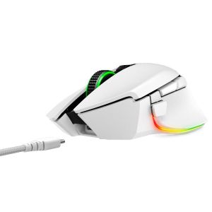 Razer Basilisk V3 Pro White, Wireless Gaming Mouse, True 30000 dpi, Focus Pro 30K Optical Sensor, Gen-3 Optical Mouse Switches, 11 programmable buttons, Razer Speedflex Cable USB Type C, 90-million Clicks