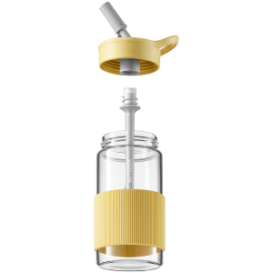 BUYDEEM Portable Glass Straw Bottle 500 ml, model CD1017, color Mellow Yellow