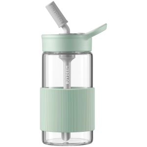 BUYDEEM Portable Glass Straw Bottle 500 ml, model CD1017, color Cozy Greenish