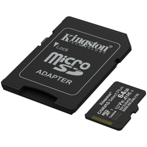 Kingston 64GB microSDXC Canvas Select Plus Gen3 100MB/s A1 Card + Adapter