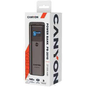 CANYON power bank PB-2010 TFT 27000 mAh 97.2Wh PD140W QC 3.0 Dark Gray