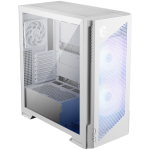 MSI MPG VELOX 300R AIRFLOW PZ WHITE, Mid-Tower, E_ATX/ATX(Back-connect supported)/M-ATX/ITX, 2x USB 3.2, 1x USB Type-C 20Gbs, 1x Audio/Mic, LED Button, ARGB Fan Hub, 2x 160mm ARGB + 1x 120mm Black Dual Layer Blades Fans, Mesh Panel, Tempered Glass
