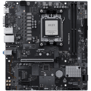 MSI PRO B840M-B, mATX, Socket AM5, 2x DDR5 Dual Channel DDR5 up to 8000(OC)MHz, 1x PCIe x16 slot, 2x M.2 slot, 2x USB 2.0, 4x USB 5Gbps, HDMI, VGA, 7.1 HD Audio, 2.5G LAN, 3Y