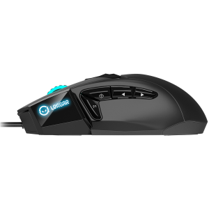 LORGAR Stricter 579, gaming mouse, 9 programmable buttons, Pixart PMW3336 sensor, DPI up to 12,000, 50 million clicks buttons lifespan, 2 switches, built-in display, 1.8m USB soft silicone cable, Matt UV coating with glossy parts and RGB lights with 4 LED