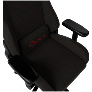 LORGAR Ace 422, Gaming chair, Anti-stain durable fabric, 1.8 mm metal frame, multiblock mechanism, 4D armrests, 5 Star aluminum base, Class-4 gas lift, 75mm PU casters, Black + red