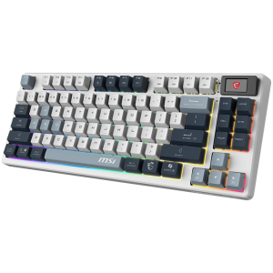 MSI FORGE GK600 TKL WIRELESS SKY - Hot-Swappable Mechanical Switches, PBT Keycaps, Sound-Dampening Foam and Gaskets, Integrated Display, RGB LED, 2.4GHz, BT, USB-C