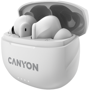CANYON TWS-8, Bluetooth headset, with microphone, with ENC, BT V5.3 BT V5.3 JL 6976D4, Frequency Response:20Hz-20kHz, battery EarBud 40mAh*2+Charging Case 470mAh, type-C cable length 0.24m, Size: 59*48.8*25.5mm, 0.041kg, white