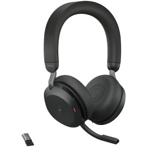 JABRA EVOLVE2 75, Link380a MS Stereo Stand Black, EVOLVE2 75 headset Black MS, Link 380 BT adapter USB-A MS, EVOLVE2 75 Deskstand USB-A,1.2m USB-C to USB-A cable, carry pouch, warranty and warning (safety leaflets)