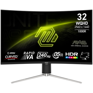 MSI MAG 325CQRXF E2 Gaming Monitor, 31.5" 240Hz, WQHD (2560x1440) 16:9, Rapid VA, 0.5ms, 300nits, 3500:1, 178/178, AMD FreeSync Premium, Adjustable Stand, 1x DP, 2x HDMI, 1x Type-C, 1x Headphone out, 3Y Warranty