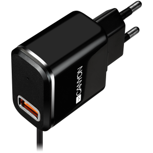 CANYON charger H-041 2.1A/USB-A built-in MicroUSB Black Silver