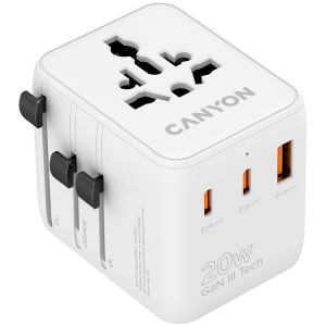 CANYON Travel Adapter OnTour 20 EU/UK/US/AUS 20W White