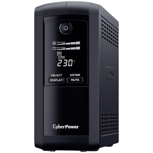 CyberPower UPS with AVR, Line-Interactive, LCD display, 700VA/390W, 4x Schuko, Runtime at 90W ( min ):33, Surge and Spike protection; VP700ELCD