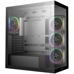 DeepCool CG580 4F V2, Mid Tower, Mini-ITX/Micro-ATX/ATX, Rear Connector support, 2xUSB3.0, 1x Type-C Gen2, 1xAudio, 3x120mm ARGB Reverse Fans, 1x120mm ARGB Fan, Tempered Glass, Mesh Panel, Black, R-CG580-BKADA4-G-2, 2Y