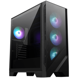 MSI MAG FORGE 321R AIRFLOW, Mid-Tower, ATX/M-ATX/ITX, 2x USB 3.2, 1x USB 3.2 Gen 2x2 Type-C, 1x Audio/Mic, LED Button, ARGB Hub, 4x 120mm ARGB Fans, Mesh Panel, Tempered Glass, Black