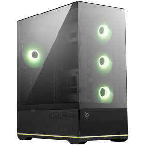 MSI MAG PANO 110R PZ, Mid-Tower, ATX/M-ATX/ITX, 2x USB 3.2, 1x USB Type-C 20Gbs, 1x Audio/Mic, LED Button, ARGB Hub, 4x 120mm ARGB Fans, ARGB Fan Hub, Mesh Panel, Tempered Glass, Black
