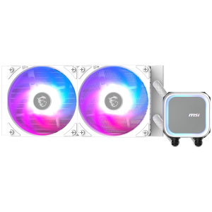 MSI MAG CORELIQUID A13 240 WHITE, 2x120mm Pre-installed ARGB Daisy Chain Fans, Replacable Top Cover, Copper Base Intel LGA 1700/1851, AMD AM5/AM4, 3Y Warranty