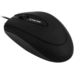 CANYON CM-1, wired optical Mouse with 3 buttons, DPI 1000, Black, cable length 1.8m, 100*51*29mm, 0.07kg