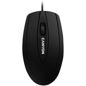 CANYON CM-1, wired optical Mouse with 3 buttons, DPI 1000, Black, cable length 1.8m, 100*51*29mm, 0.07kg