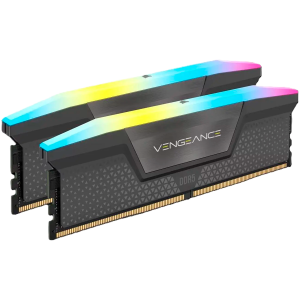 CORSAIR DDR5, 6000MT/s 32GB 2x16GB DIMM, Unbuffered, 36-44-44-96, Std PMIC, AMD EXPO & Intel XMP, VENGEANCE RGB DDR5 Grey Heatspreader, Black PCB, 1.30V