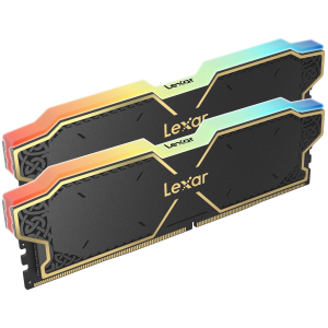 Lexar 32GB Kit (2x16GB) THOR DDR5 6000 CL38 1.3V Memory with heatsink and RGB lighting, Black Color, Dual pack