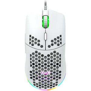 CANYON Puncher GM-11, Gaming Mouse with 7 programmable buttons, Pixart 3519 optical sensor, 4 levels of DPI and up to 4200, 5 million times key life, 1.65m Ultraweave cable, UPE feet and colorful RGB lights, White, size:128.5 x67x37.5mm, 105g