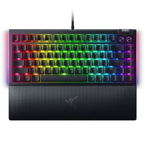 Razer BlackWidow V4 75%, Gaming Keyboard, US Layout, Razer Chroma RGB, Hot-swappable Design, Detachable Type C Cable, PCB & Case sound dampening foam, Up to 8,000 Hz polling rate, Doubleshot ABS Keycaps, Magnetic Plush Leatherette