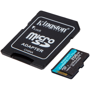 Kingston 256GB microSDXC Canvas Go Plus Gen4 200MB/s A2 U3 V30 Card + Adapter