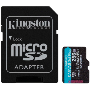 Kingston 256GB microSDXC Canvas Go Plus Gen4 200MB/s A2 U3 V30 Card + Adapter