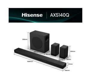 Аудио система Hisense AX5140Q,Soundbar, 5.1.4 Ch., 600W, BT, Dolby Atmos, Black
