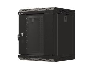 Комуникационен шкаф Lanberg rack cabinet 10" wall-mount 6U/300x300 (flat pack) with glass door black