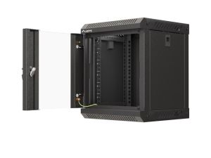 Комуникационен шкаф Lanberg rack cabinet 10" wall-mount 6U/300x300 (flat pack) with glass door black