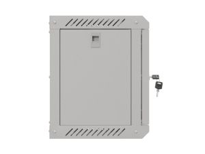 Комуникационен шкаф Lanberg rack cabinet 10" wall-mount 6U/300x300 (flat pack) with glass door grey