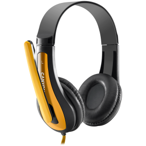 CANYON entry price PC headset, combined 3.5 plug, leather pads, Black-yellow