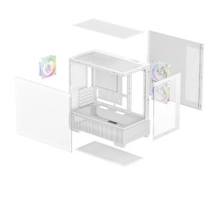 DeepCool Case ATX - CG380 3F WH - 3 ARGB Fans, USB-C