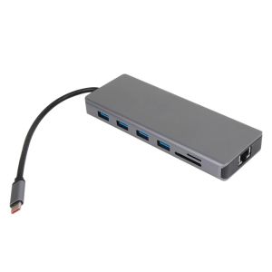 VCom докинг станция Docking Station USB-C 13-in-1 - CU4706 - HDMI x 2, DP, USB3.0 x 3, USB-C, USB2.0, RJ45, SD/TF, PD100W, Audio, L-Shape USB-C