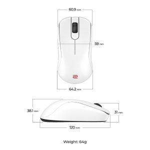 ZOWIE S2-DW 4K Wireless Mouse for Esports, glossy white