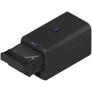 Ubiquiti UniFi UNAS-2-B-EU Network Attached Storage with (2) 3.5inch HDD bays, 2.5 GbE networking, USB-C connectivity, and an included PoE++ adapter, all in a compact footprint, black