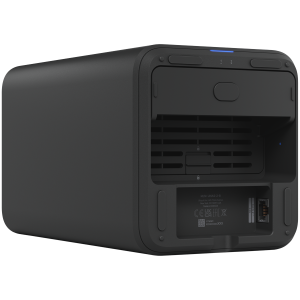 Ubiquiti UniFi UNAS-2-B-EU Network Attached Storage with (2) 3.5inch HDD bays, 2.5 GbE networking, USB-C connectivity, and an included PoE++ adapter, all in a compact footprint, black